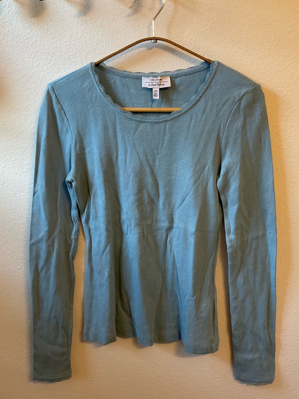 & Other Stories Light Blue Long Sleeve Scoop Neck Tee
